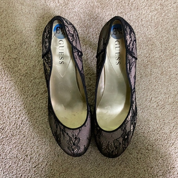 Guess Brand Pump Heels - Tan/Black Lace - Picture 6 of 9